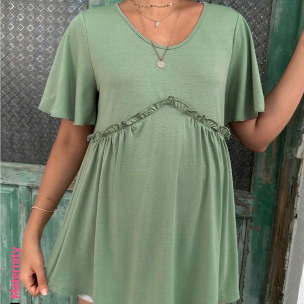 SHEIN Maternity Colorblock Tie Shoulder Ruffle Hem Tank Top XXL Like new